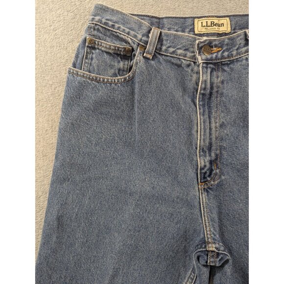 LL Bean Jeans Womens Size 14 Blue Relaxed wide Leg Baggy Comfort 100% Cotton - Picture 2 of 12